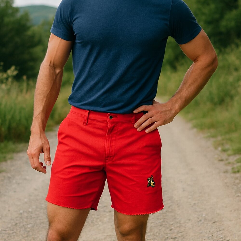 AKOO Empire Fox Men 34 Red No Rivals Fringe Hem Golf Beach‎ Running Vacation Y2K